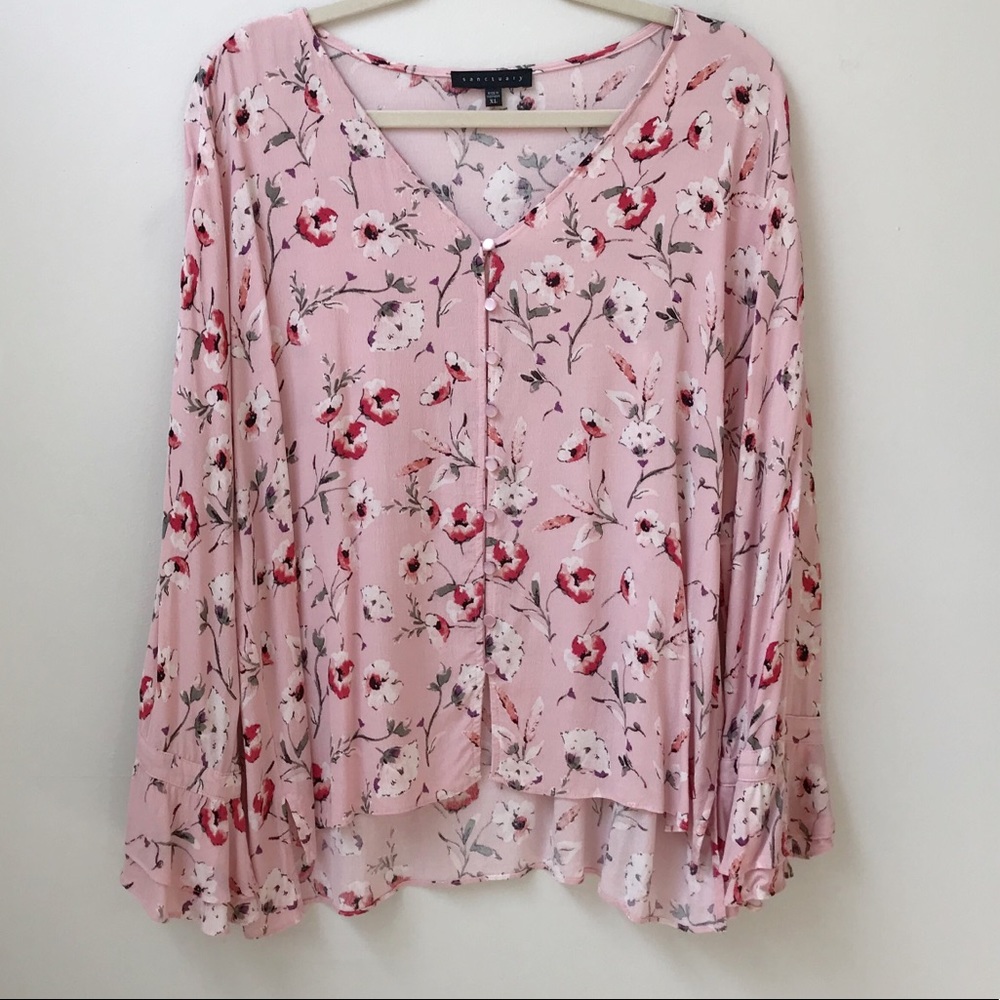 SALE! NWOT Sanctuary Pink Floral Button Down Top
